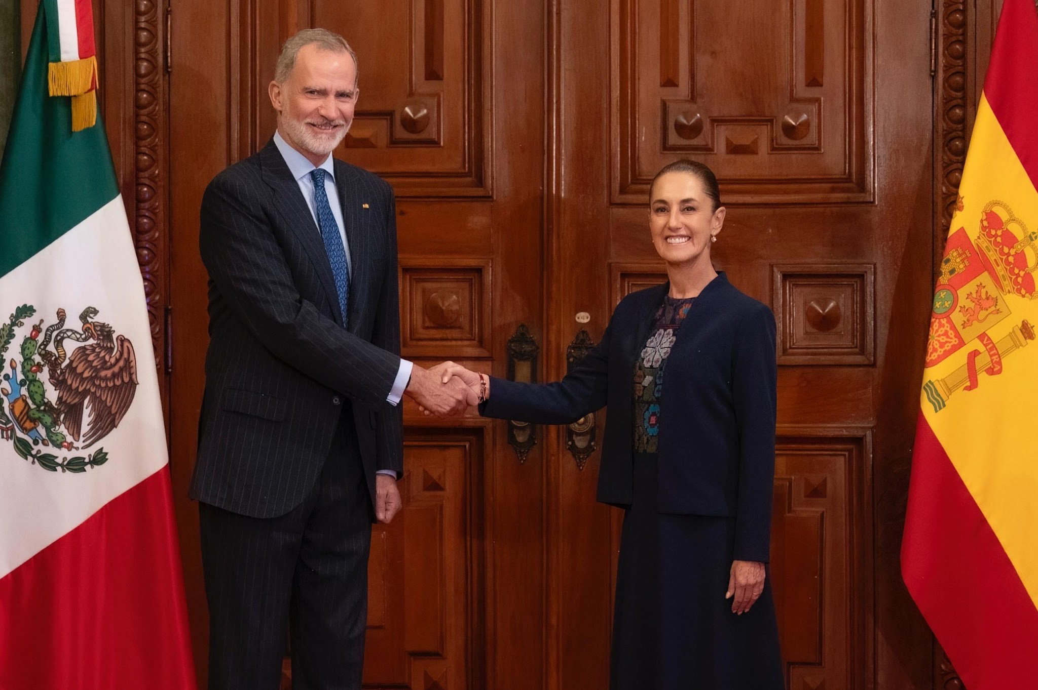 Sheinbaum se reúne con el Rey Felipe VI en Palacio Nacional; buscan fortalecer la relación entre México y España